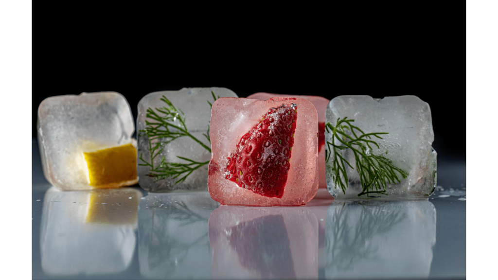 herbs in ice cubes