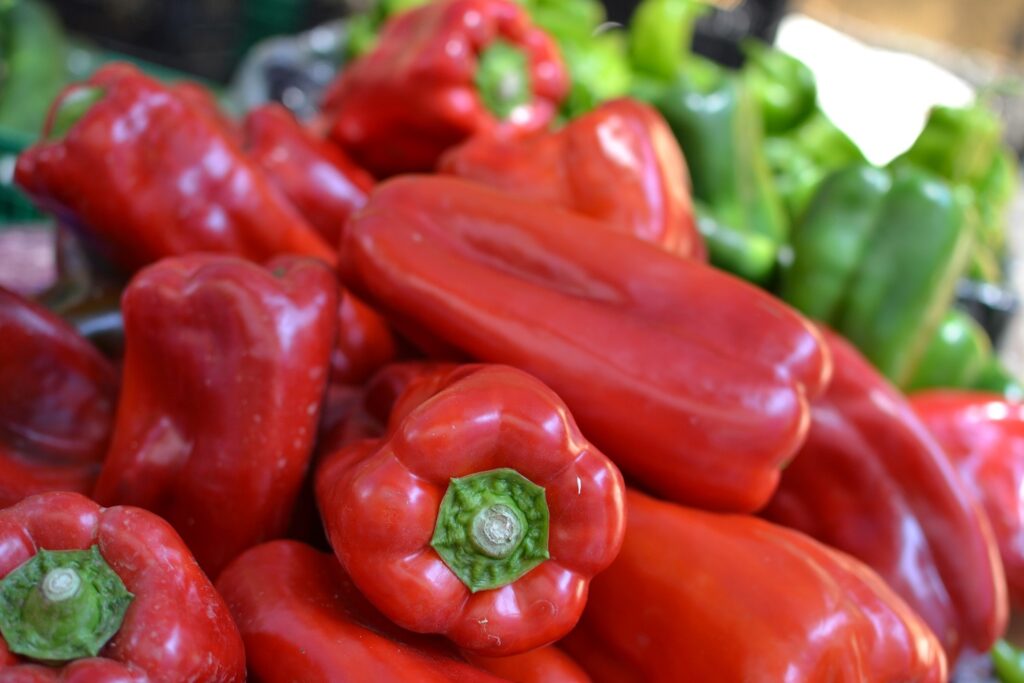 fresh red peppers for a quick pickle