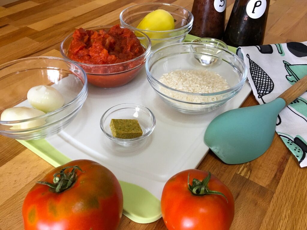 ingredients for the veggie pot with rice