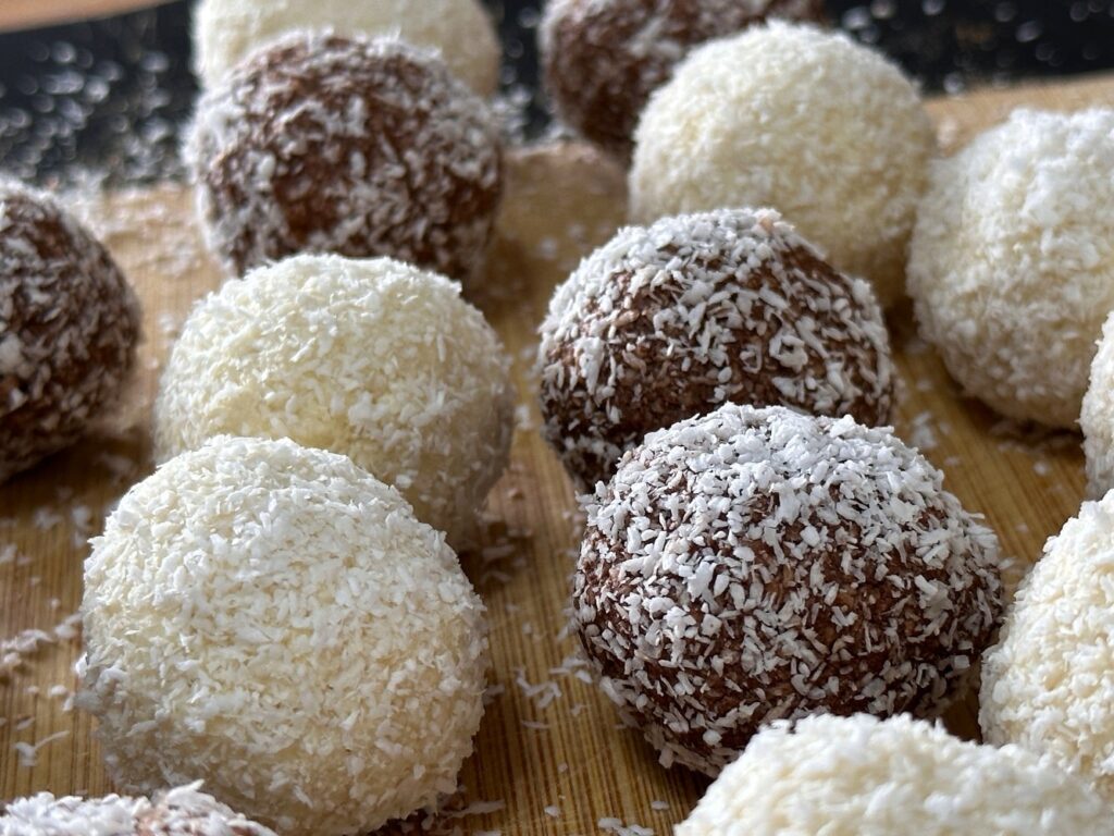 chocolate and vanilla coconut balls