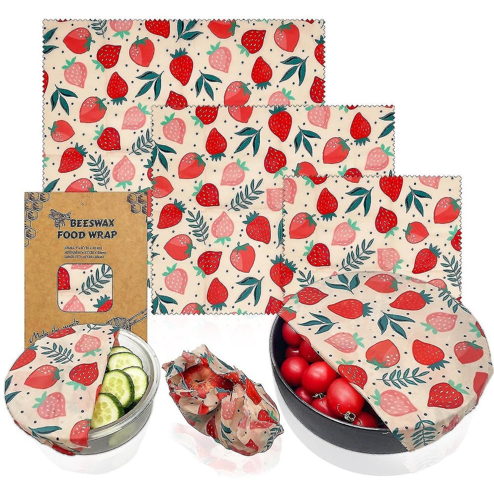 Beeswax food wrappers with strawberries