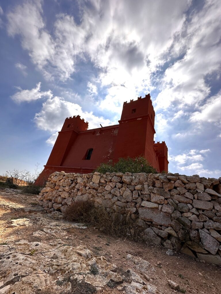 visiting a red castle in Malta