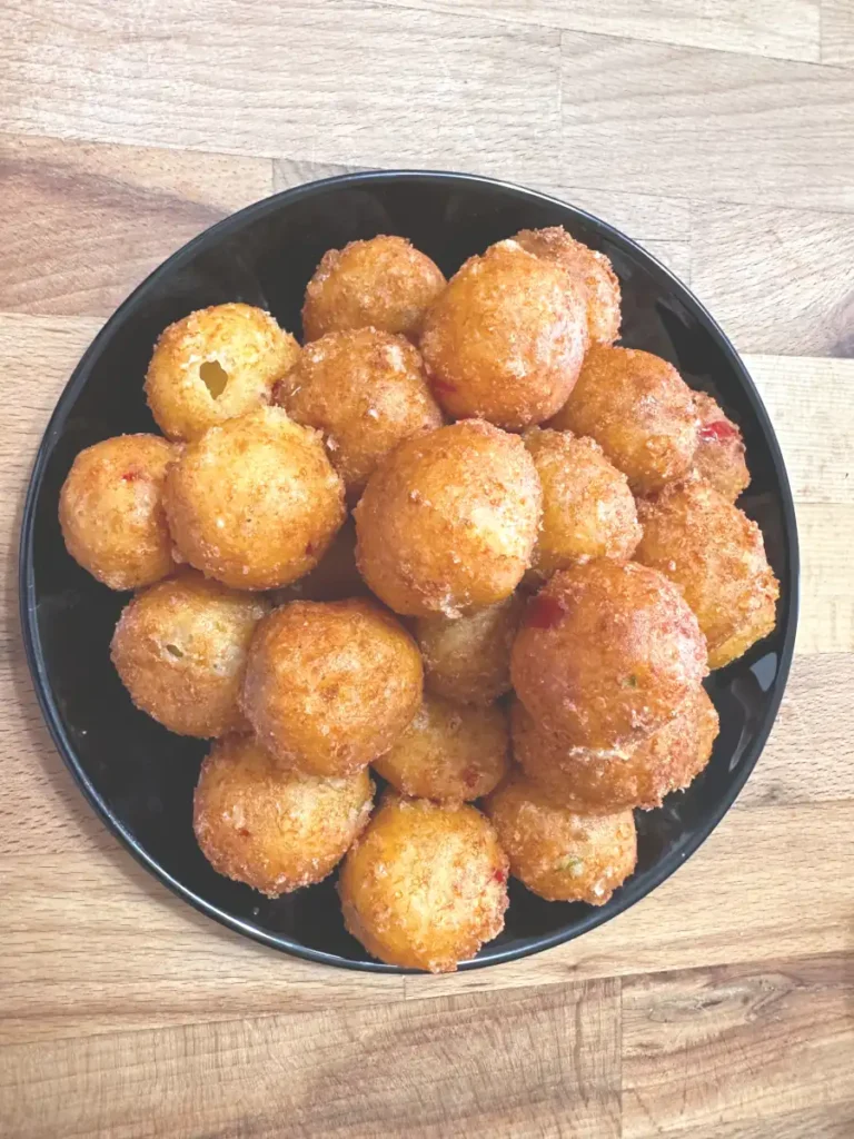 fried red and green chili cheesy balls